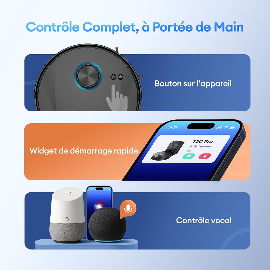 Aspirateur robot laveur 3 en 1 -ultra puissante 10000Pa Longue autonomie