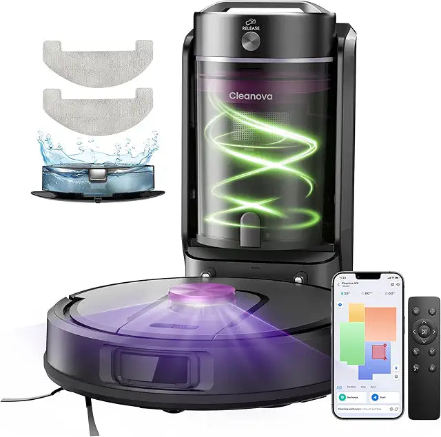 Robot aspirateur Laveur 10,000Pa avec Station sans Sac Vidage Automatique,