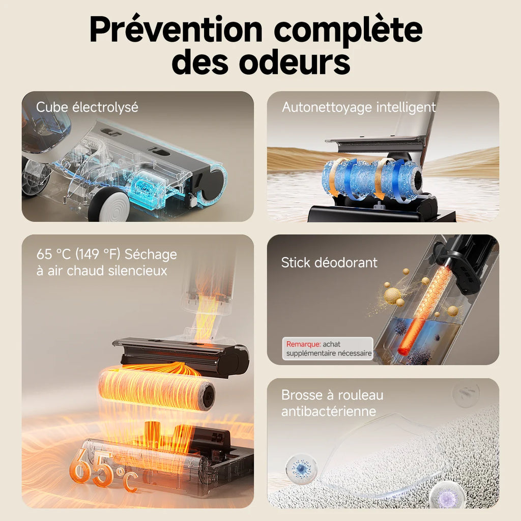 Robot aspirateur Laveur 10,000Pa avec Station sans Sac Vidage Automatique,