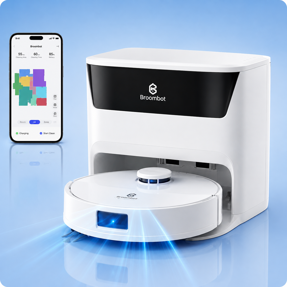 Aspirateur Robot Laveur avec Station, Vidange Automatique